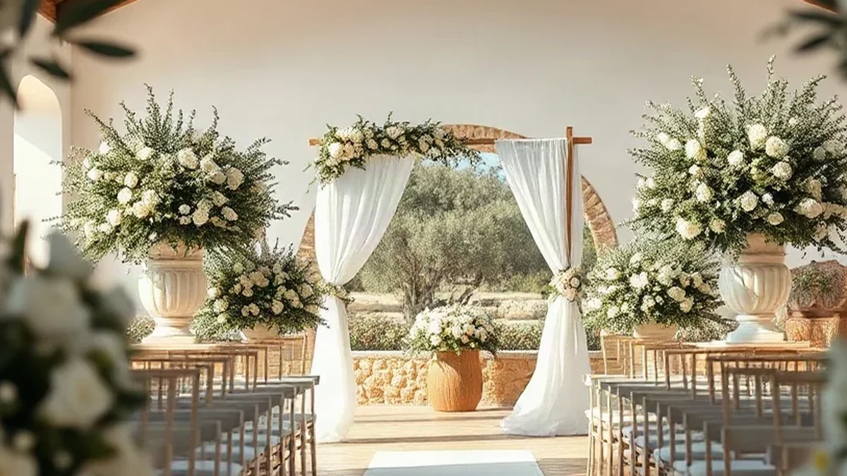 Ceremonia y detalles de mesa en una boda
